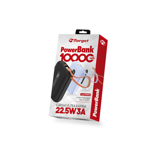 Batería Externa Powerbank 10.000mAh - Carga Ultra Rápida Target TTPQ10 - Color Blanco