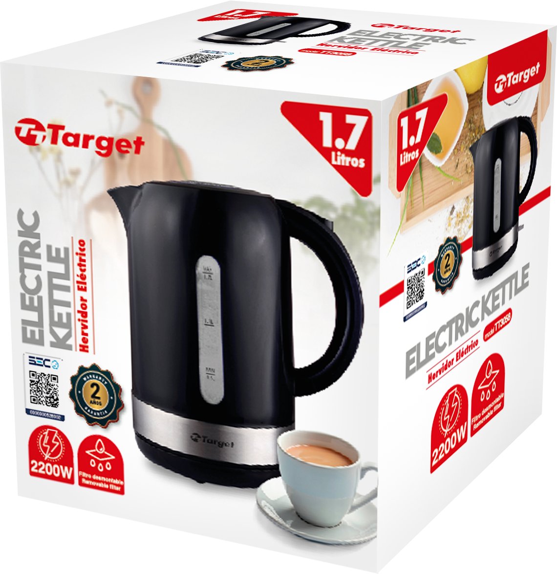 Hervidor Eléctrico Target 1,7 Litros Negro TT-H3058