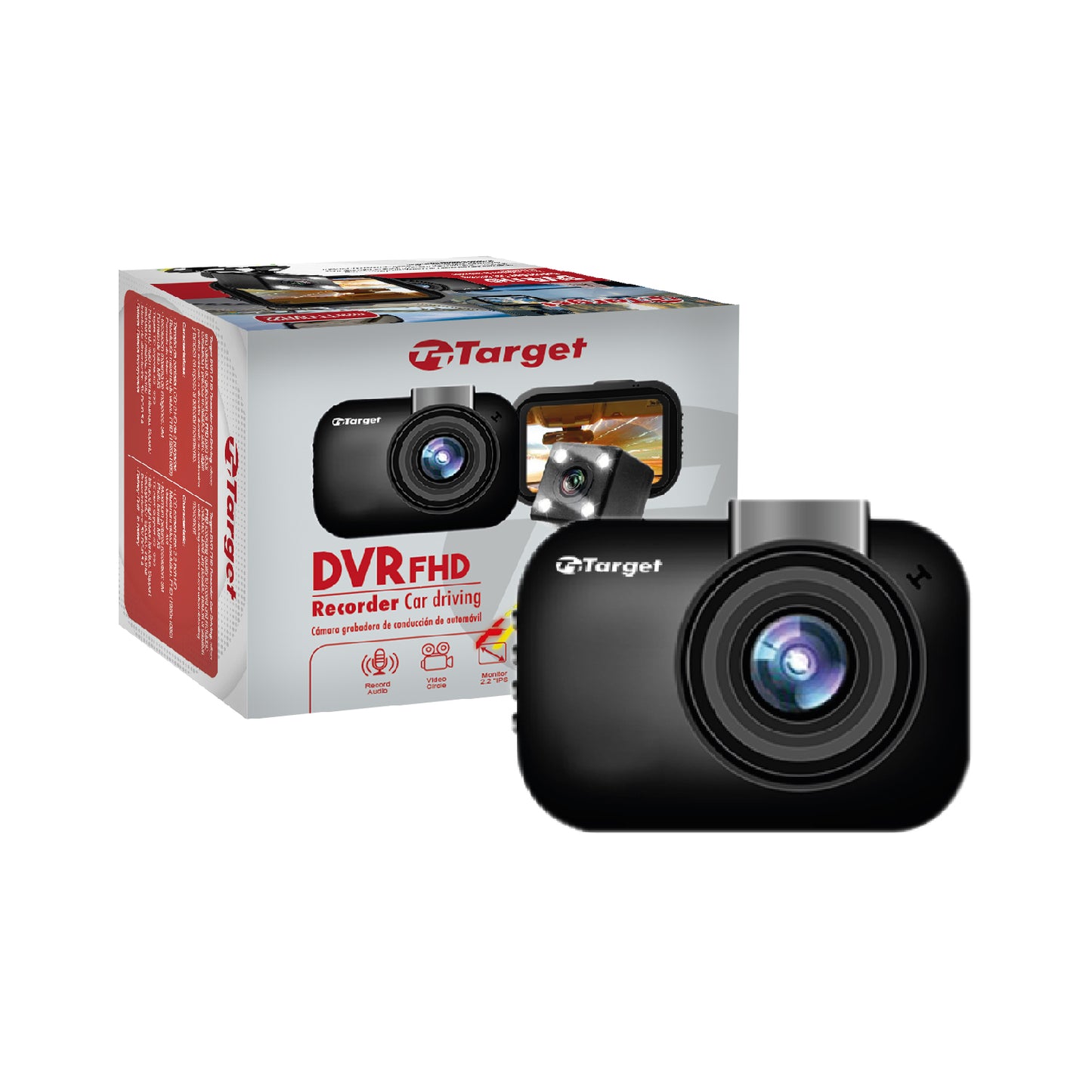 Cámara Grabadora de Automóvil DVR FHD + Cámara Trasera