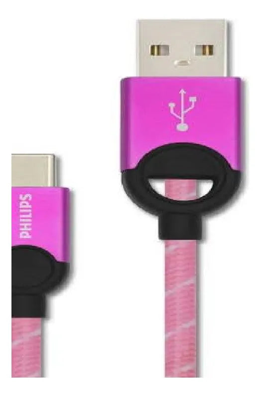 Cable de Carga Phillips USB a Tipo C - Rosado