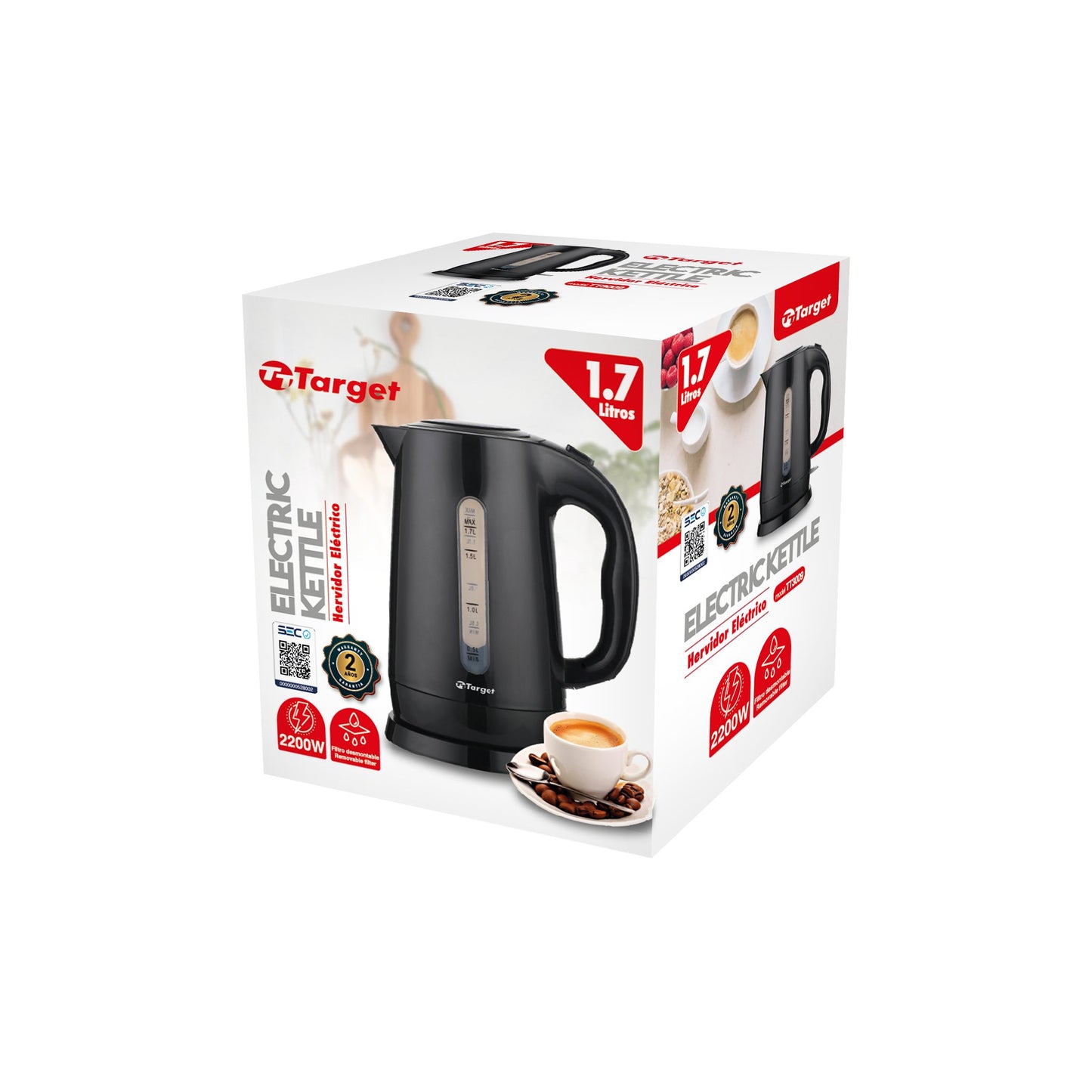 Hervidor Eléctrico Target 1,7 Litros Negro TT-H3009