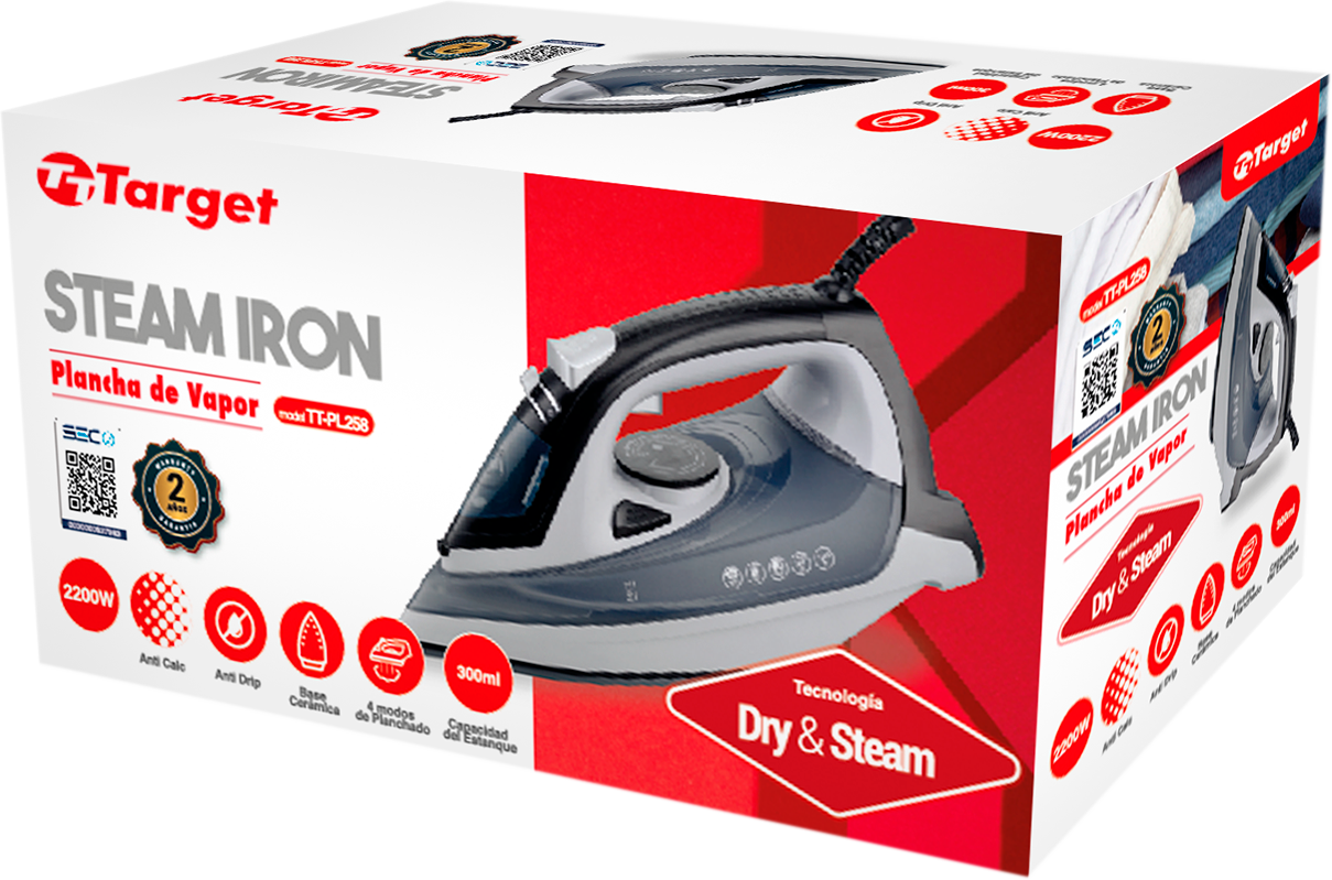 Plancha A Vapor Target Cerámica Anti Sarro 2200W - TT-PL258