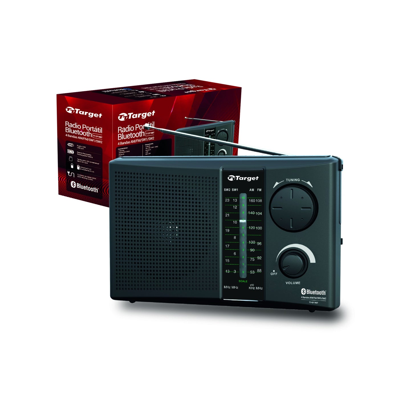 Radio Portátil Bluetooth Recargable Target TTCF18BT