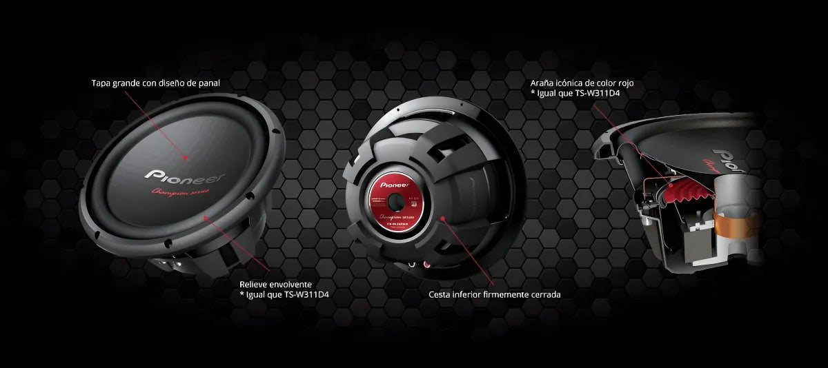 Subwoofer Pioneer Champion Series 1600W y Doble Bobina TSW312D4