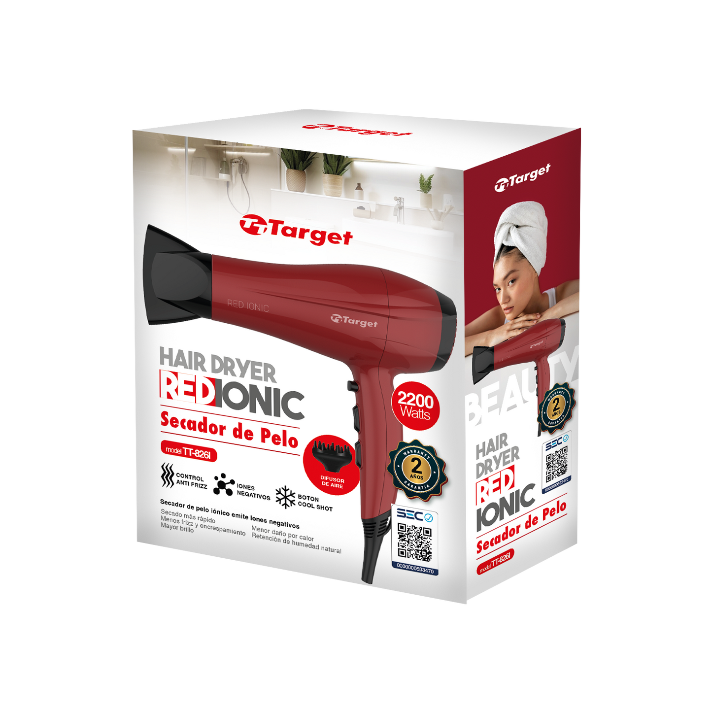 Secador de Pelo Target Red Ionic Profesional