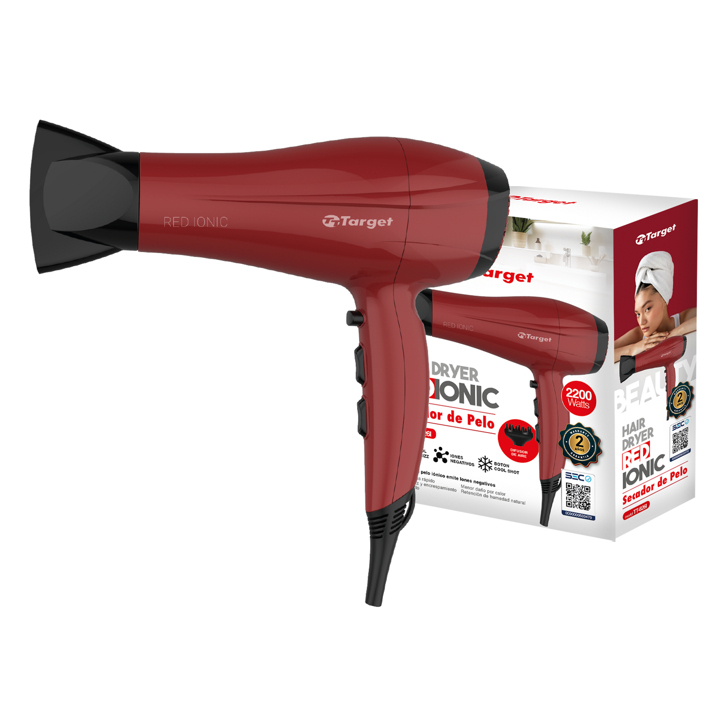 Secador de Pelo Target Red Ionic Profesional
